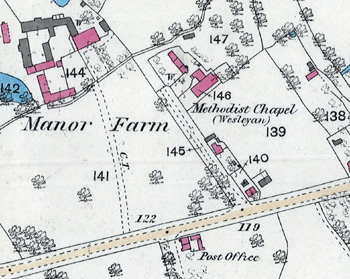 The location of the Wesleyan chapel in 1883